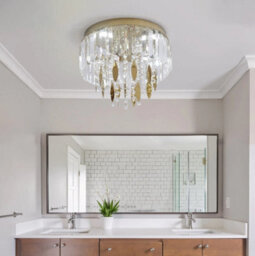 Crystal Led Ceiling Light Gold Chandelier 3 Color Lights 30X24Cm - thumbnail 5