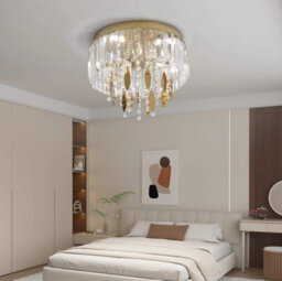 Crystal Led Ceiling Light Gold Chandelier 3 Color Lights 30X24Cm - thumbnail 7