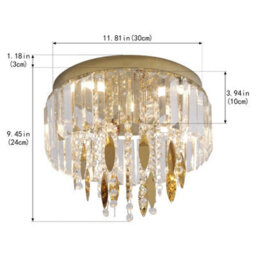 Crystal Led Ceiling Light Gold Chandelier 3 Color Lights 30X24Cm - thumbnail 3