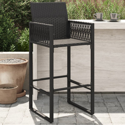 Berkfield Garden Bar Stools 2 Pcs Black Poly Rattan - image 1