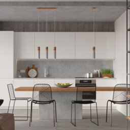 Luminosa Lighting Luminosa Zane Bar Pendant Ceiling Light Concrete Grey, Natural Wood, 45Cm - thumbnail 6