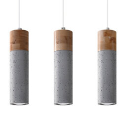 Luminosa Lighting Luminosa Zane Bar Pendant Ceiling Light Concrete Grey, Natural Wood, 45Cm - thumbnail 3