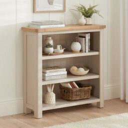The Furniture Market Marbury Putty Grey Painted Small Low Bookcase - thumbnail 1