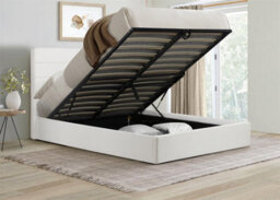 King Size Ottoman Bed Frame & Sleepsoul Mattress White Boucle Birlea Lucas - thumbnail 1