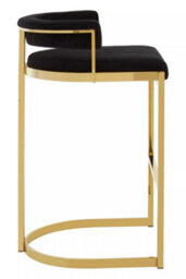 Premier Housewares Interiors By Premier Black Velvet Bar Stool With Gold Frame, Luxury Black And Gold Stool For Bars, Modern Velvet Bar Stool - thumbnail 3