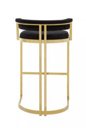 Premier Housewares Interiors By Premier Black Velvet Bar Stool With Gold Frame, Luxury Black And Gold Stool For Bars, Modern Velvet Bar Stool - thumbnail 4