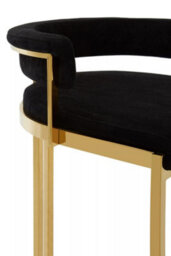 Premier Housewares Interiors By Premier Black Velvet Bar Stool With Gold Frame, Luxury Black And Gold Stool For Bars, Modern Velvet Bar Stool - thumbnail 7