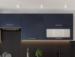 Impact Furniture Kitchen Cabinet Glass Doors Glass Lift Up Wall Unit Complete 800mm Display Cupboard Navy Dark Blue Glazed Nora - thumbnail 4