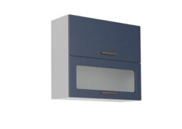 Impact Furniture Kitchen Cabinet Glass Doors Glass Lift Up Wall Unit Complete 800mm Display Cupboard Navy Dark Blue Glazed Nora - thumbnail 2