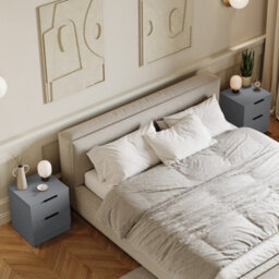 Lassic Vida Designs Trega Grey 2-Drawer Bedside Chest Engineered Wood, (H)410mm X (W)390mm X (D)280mm, Set Of 2 - thumbnail 2