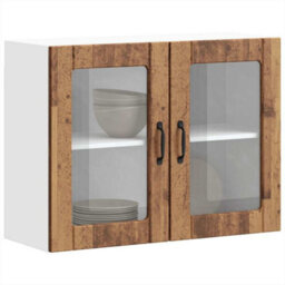 Berkfield Kitchen Wall Cabinet With Glass Door Lucca Old Wood Engineered Wood - thumbnail 5