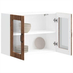 Berkfield Kitchen Wall Cabinet With Glass Door Lucca Old Wood Engineered Wood