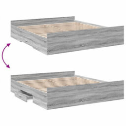 Berkfield Bed Frame With Drawers Without Mattress Grey Sonoma 200X200 Cm - thumbnail 7