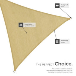 Tectake Shade Sail - Triangular With Uv Protection 50+, Water-Repellent - 4 X 4 X 4 M - Beige - thumbnail 5
