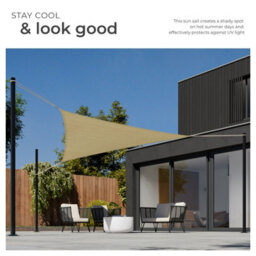 Tectake Shade Sail - Triangular With Uv Protection 50+, Water-Repellent - 4 X 4 X 4 M - Beige - thumbnail 4
