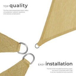Tectake Shade Sail - Triangular With Uv Protection 50+, Water-Repellent - 4 X 4 X 4 M - Beige - thumbnail 3