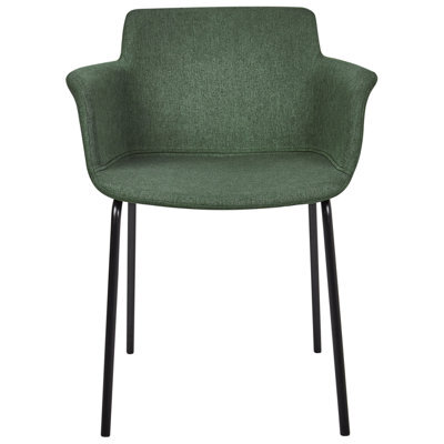 Wyld And Coco X Set Of 2 Modern Green Polyester Dining Chairs With Black Metal Legs - image 1