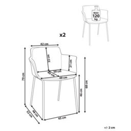 Wyld And Coco X Set Of 2 Modern Green Polyester Dining Chairs With Black Metal Legs - thumbnail 4