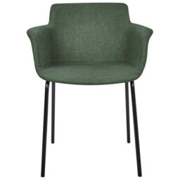 Wyld And Coco X Set Of 2 Modern Green Polyester Dining Chairs With Black Metal Legs - thumbnail 1