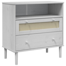 Walplus Sideboard Senja Rattan Look White 80X40X80 Cm Solid Wood Pine - thumbnail 2