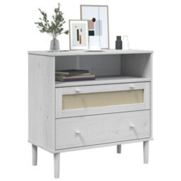 Walplus Sideboard Senja Rattan Look White 80X40X80 Cm Solid Wood Pine - thumbnail 3