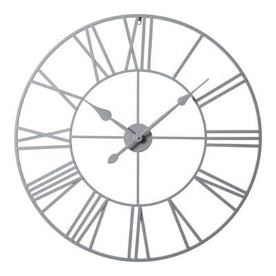 Eos - Skeleton Wall Clock With Roman Numerals - 80X80Cm - (Silver Foiled) - image 1