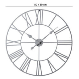 Eos - Skeleton Wall Clock With Roman Numerals - 80X80Cm - (Silver Foiled) - thumbnail 4