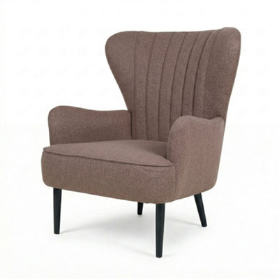 Evre Fabric Accent Chair, Brown High Back Armchair With Metal Frame For Living Room Or Bedroom - image 1