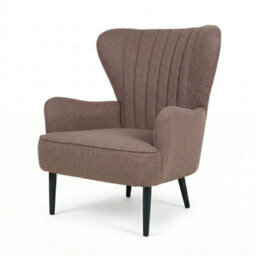 Evre Fabric Accent Chair, Brown High Back Armchair With Metal Frame For Living Room Or Bedroom - thumbnail 1