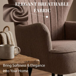 Evre Fabric Accent Chair, Brown High Back Armchair With Metal Frame For Living Room Or Bedroom - thumbnail 5