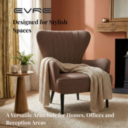 Evre Fabric Accent Chair, Brown High Back Armchair With Metal Frame For Living Room Or Bedroom - thumbnail 6