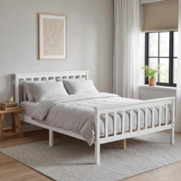 Elegant Double Bed Frame In Solid Pine Wood - thumbnail 4