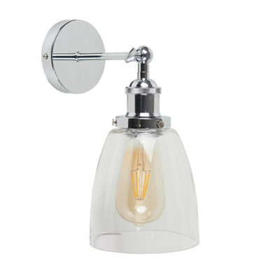 Valuelights Ezrah Retro Style Polished Chrome Adjustable Knuckle Joint Wall Light With Clear Glass Shade - image 1