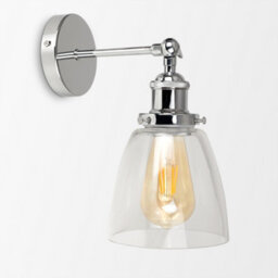 Valuelights Ezrah Retro Style Polished Chrome Adjustable Knuckle Joint Wall Light With Clear Glass Shade - thumbnail 4