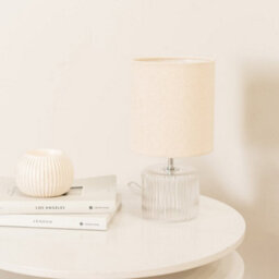 Valuelights Betty Clear Glass Table Lamp With Natural Lamp Shade - thumbnail 5