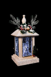 Shatchi White Led Wooden Lantern Standing Christmas Decoration 32Cm - thumbnail 2