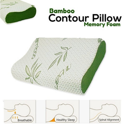 CHILIMILII Contoor Pillows Bamboo Memory Foam Anti Snore Orthopaedic Head Neck Back Support Bamboo Removable Cover