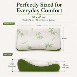 CHILIMILII Contoor Pillows Bamboo Memory Foam Anti Snore Orthopaedic Head Neck Back Support Bamboo Removable Cover - thumbnail 9