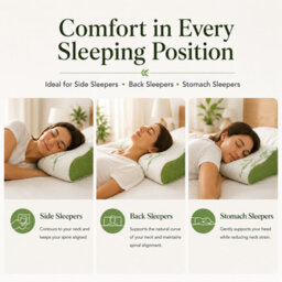 CHILIMILII Contoor Pillows Bamboo Memory Foam Anti Snore Orthopaedic Head Neck Back Support Bamboo Removable Cover - thumbnail 7