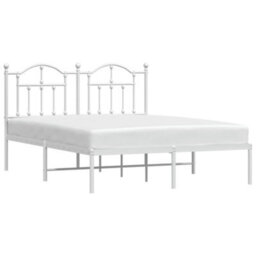 Berkfield Metal Bed Frame With Headboard White 150X200 Cm - thumbnail 3