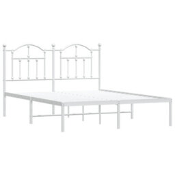 Berkfield Metal Bed Frame With Headboard White 150X200 Cm - thumbnail 4