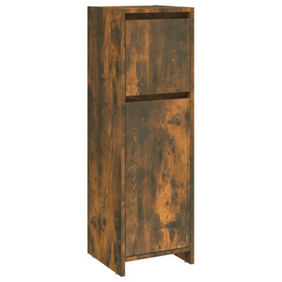 Berkfield Stylish Bathroom Cabinet Smoked Oak 30X30X95 Cm Engineered Wood