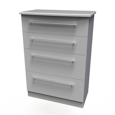 Bergamo Ready Assembled Matt Grey No Effect 4 Drawer Chest (H)1075mm (W)765mm (D)415mm - image 1