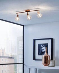 Modern Copper Geometric Ceiling Spot Light And Matching Wall Lights Set - thumbnail 4