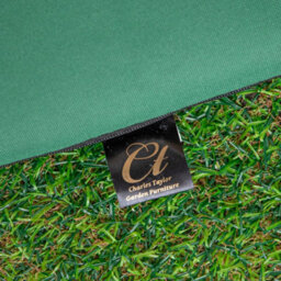 Samuel Alexander 2 Seater Chunky Wooden Garden Furniture Set With Coffee Table & Green Cushions - thumbnail 8