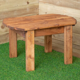 Samuel Alexander 2 Seater Chunky Wooden Garden Furniture Set With Coffee Table & Green Cushions - thumbnail 4