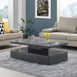 Furniture in Fashion Quinton Glass Top High Gloss Coffee Table In Grey With Led - thumbnail 3