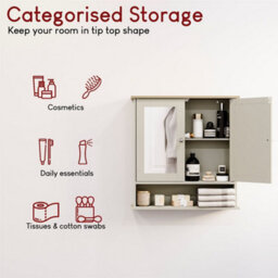 White Bathroom Wall Cabinet Storage 2 Door Mirrored Cupboard Mdf Shelves Vanity Unit - thumbnail 6