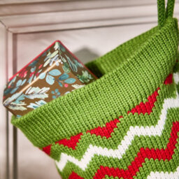 Dibor Traditional Festive Zig Zag Knitted Xmas Gift Decoration Christmas Stocking For Kids - thumbnail 3