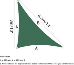 Green 3X3X4.3M Oxford Shade Sail - thumbnail 1